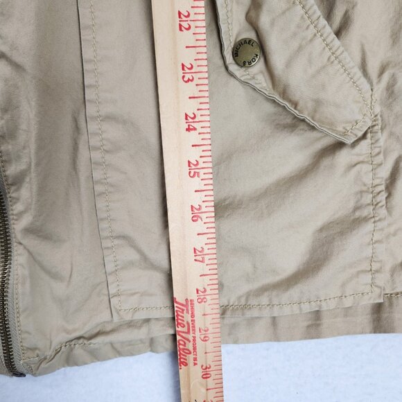 Michael Kors Jacket Womens Medium Tan Lightweight Parka Full Zip Hooded Utility - Picture 6 of 12